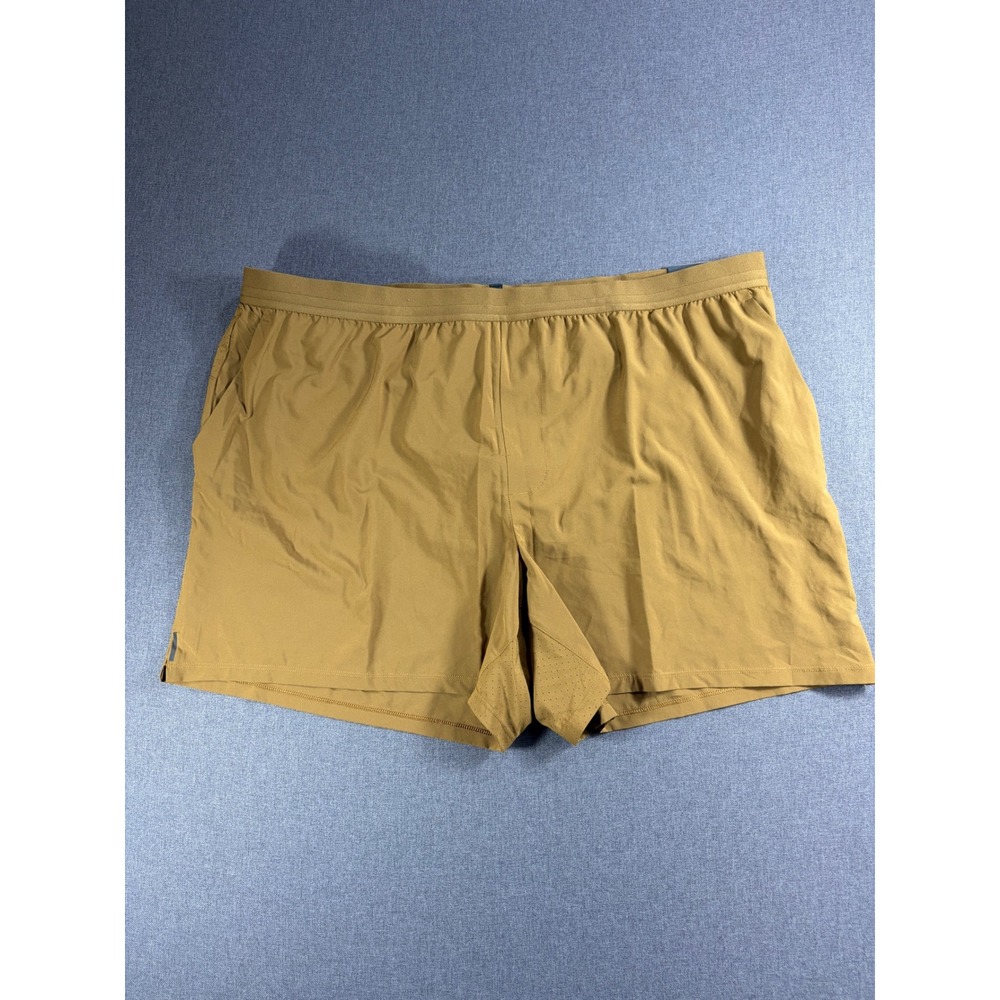 VRST Mens Accelerate Lined Running Shorts XXL Brown Mustard 5 Inch Inseam NWT